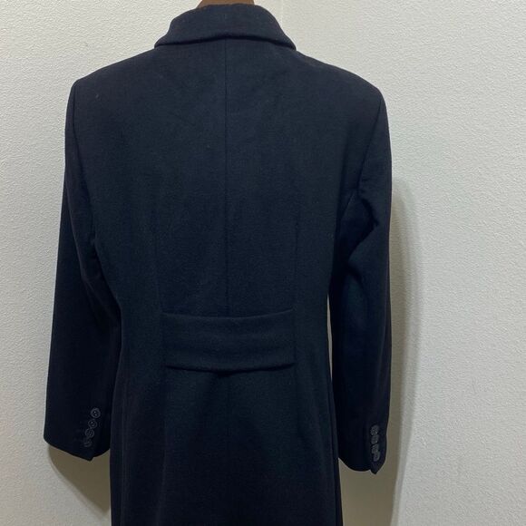 Anne Klein Women's 100% Wool Black Long Coat Size 8 Button Down - Picture 6 of 11